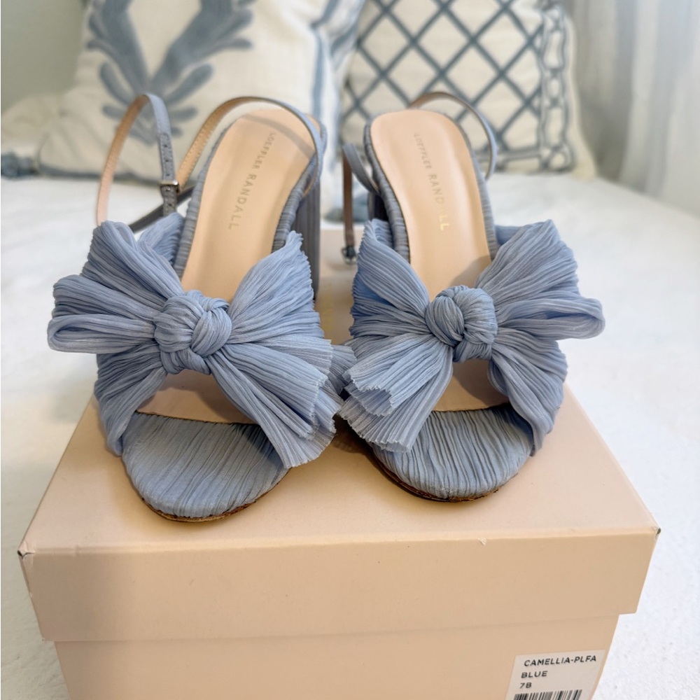 Loeffler Randall Camellia Blue Pleated Bow Heel - Picture 6 of 11